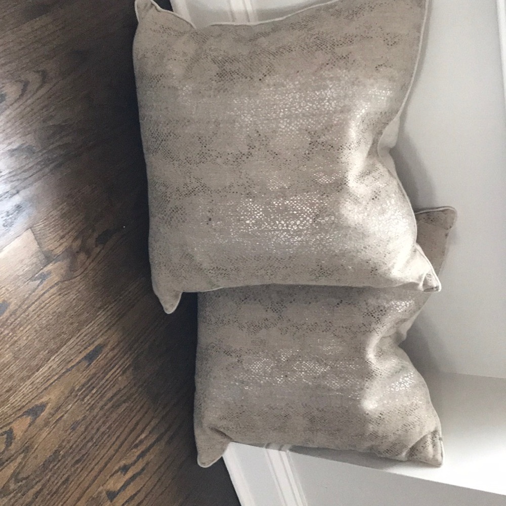 Set of metallic snakeskin pillow covers 20x20